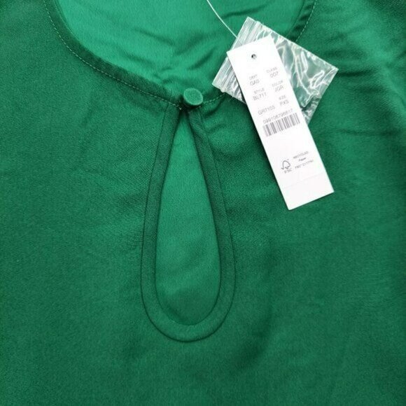 J Crew Green Puff Sleeve Keyhole Neckline Crepe Top Blouse BL711 Women Size  XSP - Picture 5 of 15